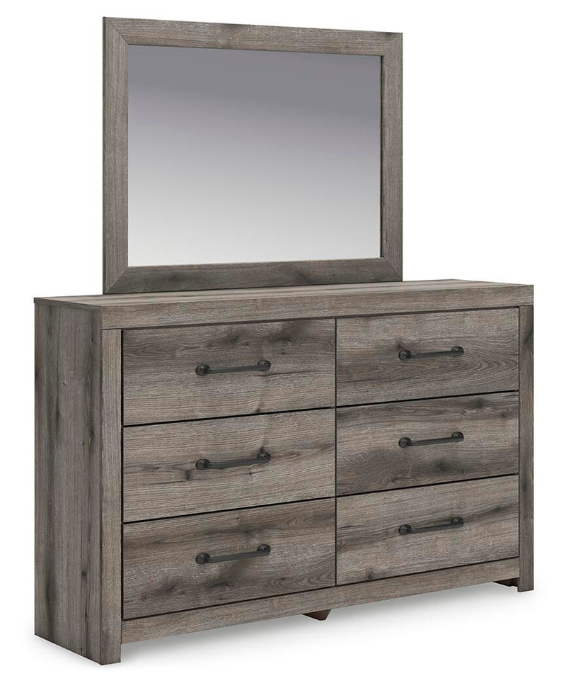 Graystorm King Panel Bed, Dresser, Mirror and 2 Nightstands in Brown Gray - PKG021356
