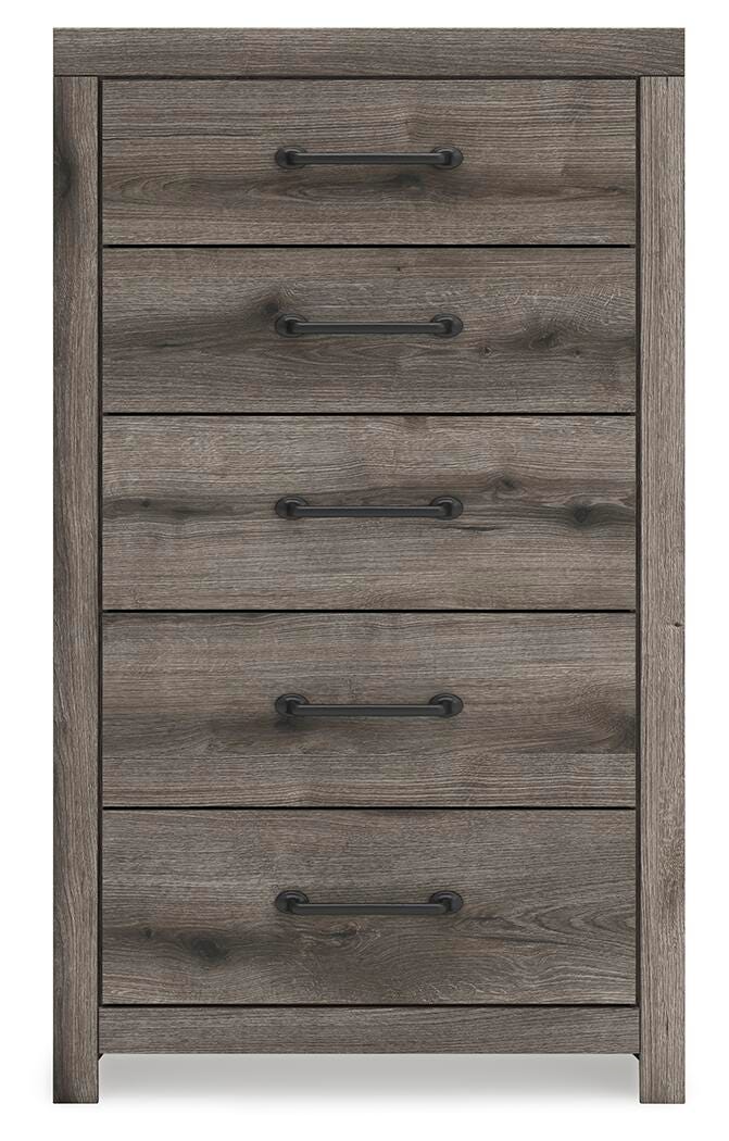 Graystorm Queen Panel Bed, Dresser, Mirror and Chest in Brown Gray - PKG021351