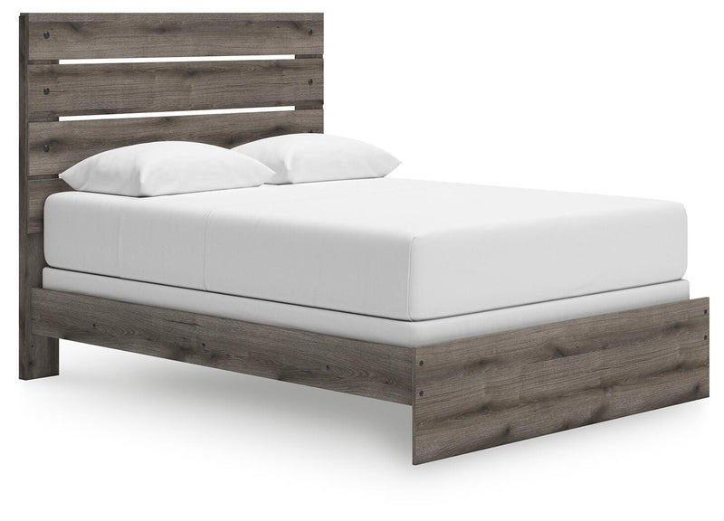 Graystorm Queen Panel Bed, Dresser, Mirror and Nightstand in Brown Gray - PKG021350
