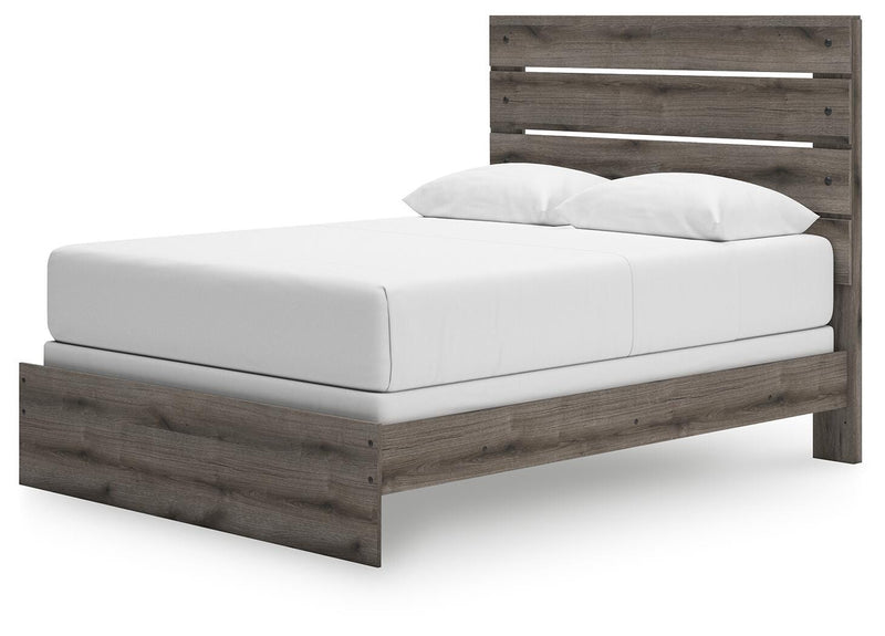 Graystorm Queen Panel Bed, Dresser, Mirror and Nightstand in Brown Gray - PKG021350