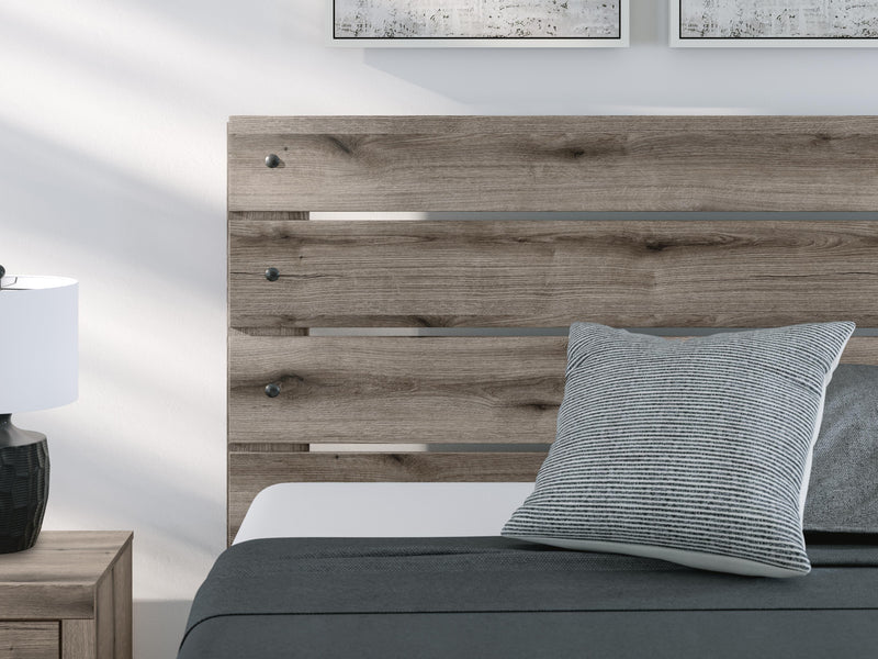 Graystorm Queen Panel Bed, Dresser, Mirror and Nightstand in Brown Gray - PKG021350