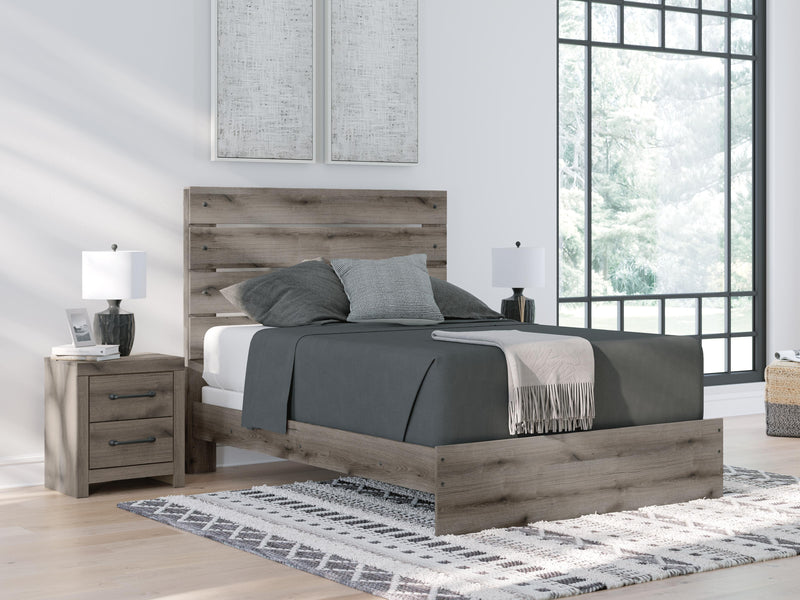 Graystorm Queen Panel Bed, Dresser, Mirror and Nightstand in Brown Gray - PKG021350
