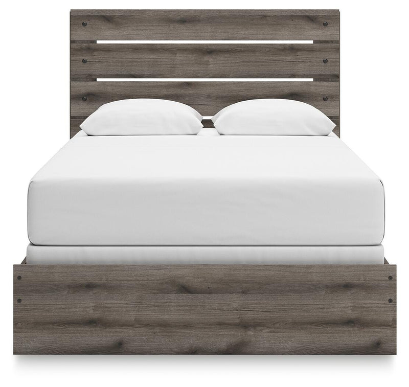 Graystorm Queen Panel Bed, Dresser, Mirror, Chest and Nightstand in Brown Gray - PKG021352
