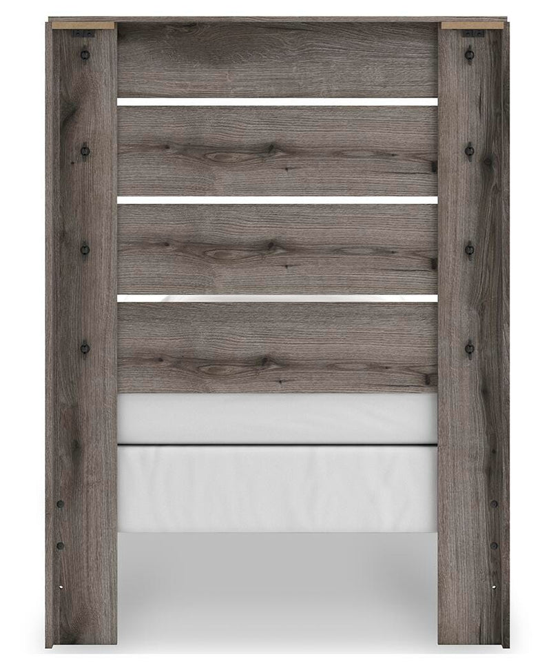 Graystorm Twin Panel Bed, Dresser and Nightstand in Brown Gray - PKG021339
