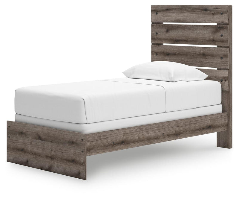 Graystorm Twin Panel Bed, Dresser and Nightstand in Brown Gray - PKG021339