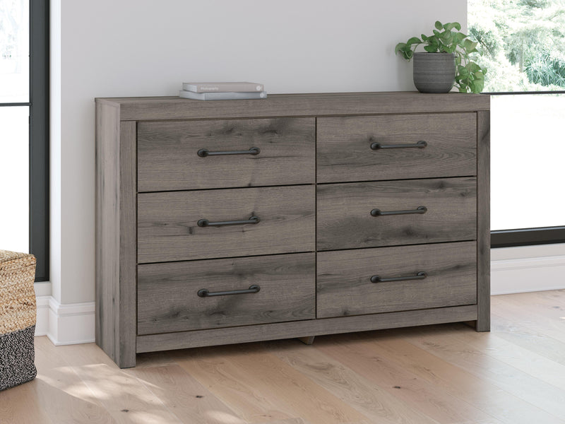 Graystorm Twin Panel Bed, Dresser and Nightstand in Brown Gray - PKG021339
