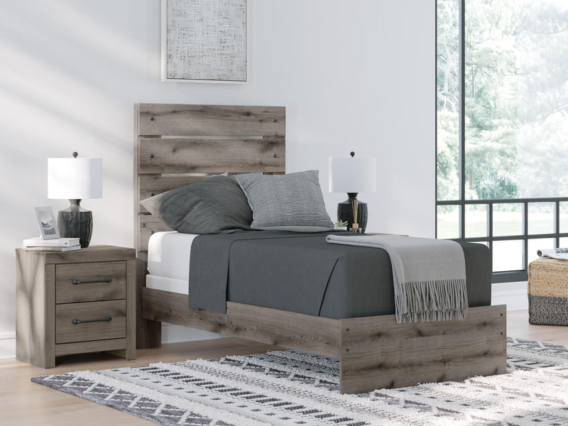 Graystorm Twin Panel Bed, Dresser, Mirror and 2 Nightstands in Brown Gray - PKG021333