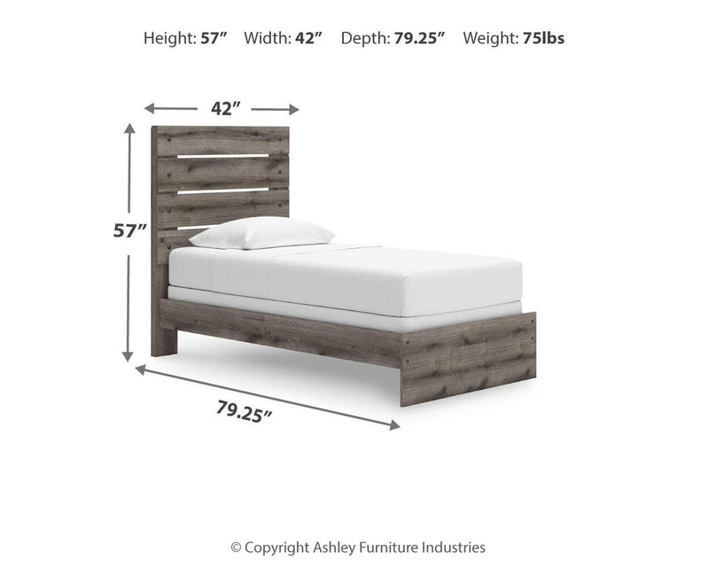 Graystorm Twin Panel Bed, Dresser, Mirror and Chest in Brown Gray - PKG021336