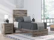 Graystorm Twin Panel Bed, Dresser, Mirror and Nightstand in Brown Gray - PKG021335
