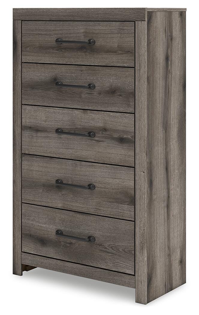 Graystorm Twin Panel Bed, Dresser, Mirror, Chest and Nightstand in Brown Gray - PKG021337