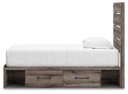 Graystorm Twin Panel Bed with Storage and Dresser in Brown Gray - PKG021385