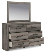 Graystorm Twin Panel Bed with Storage, Dresser and Mirror in Brown Gray - PKG021379