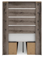 Graystorm Twin Panel Bed with Storage, Dresser and Nightstand in Brown Gray - PKG021386