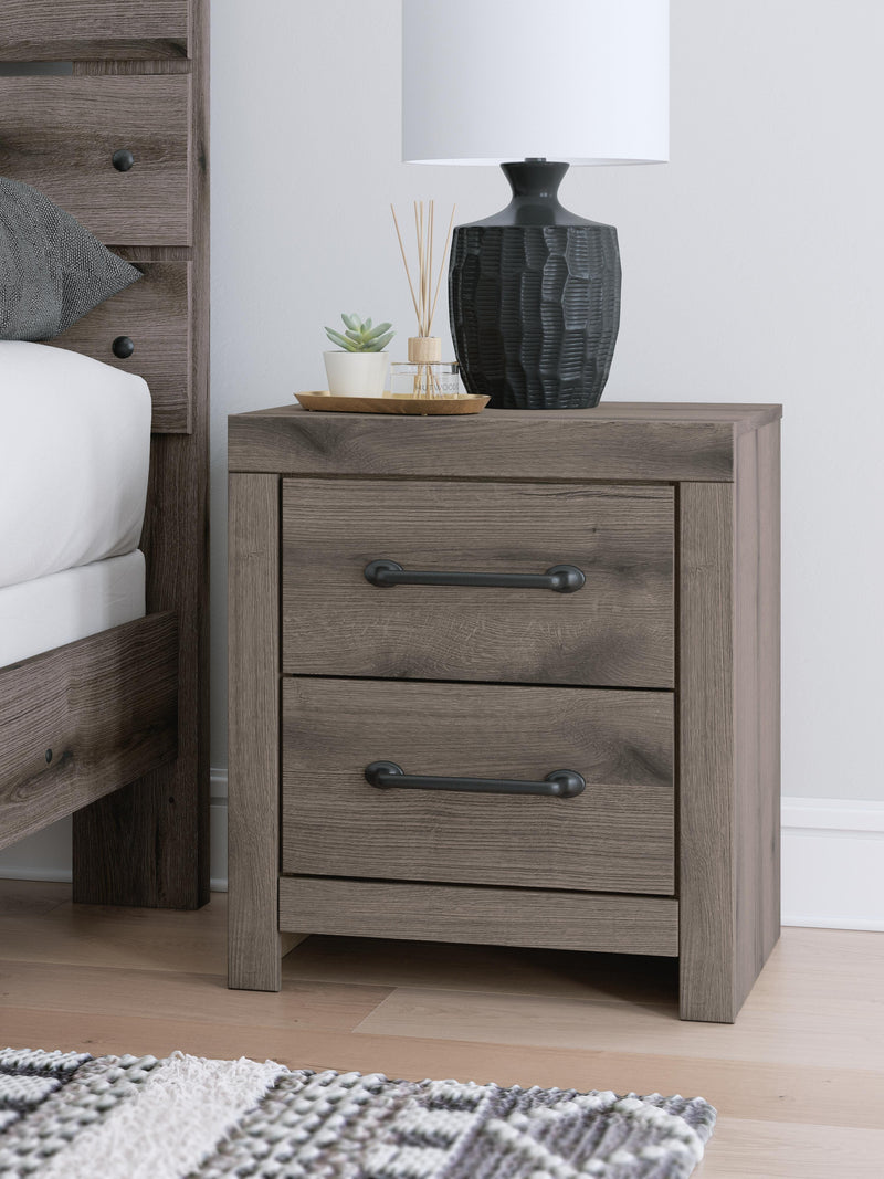 Graystorm Twin Panel Bed with Storage, Dresser, Mirror, Chest and 2 Nightstands in Brown Gray - PKG021381
