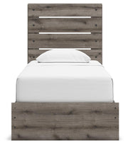 Graystorm Twin Panel Storage Bed, Dresser, Mirror and 2 Nightstands in Brown Gray - PKG021364