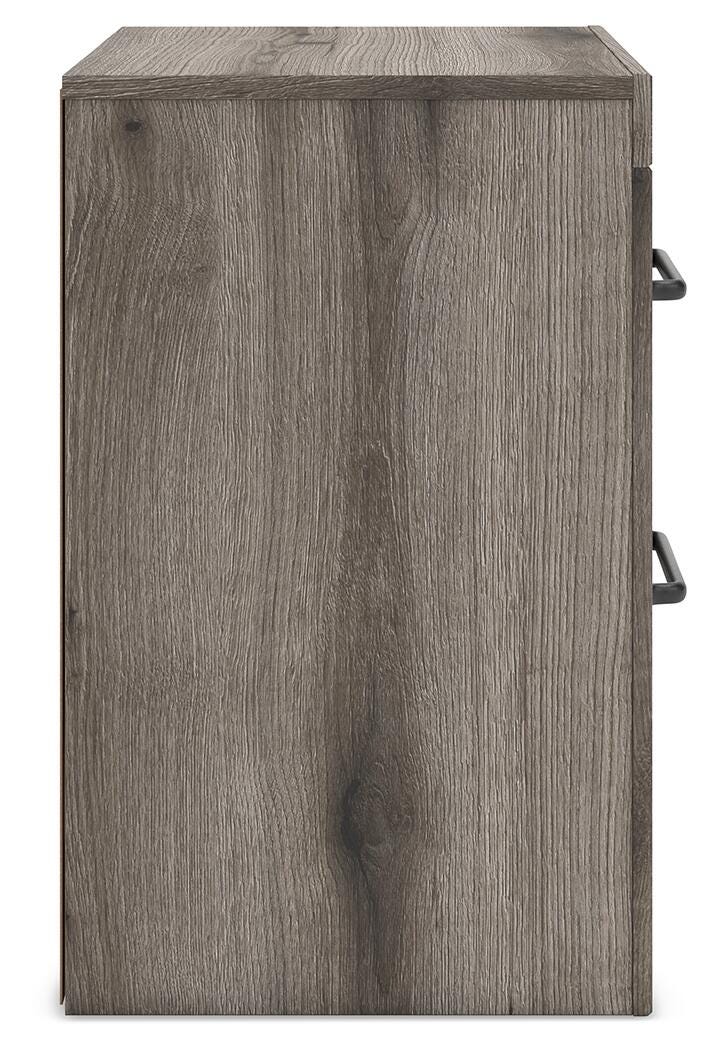 Graystorm Twin Panel Storage Bed, Dresser, Mirror and 2 Nightstands in Brown Gray - PKG021364