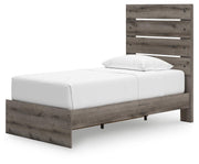 Graystorm Twin Panel Storage Bed, Dresser, Mirror and Nightstand in Brown Gray - PKG021366