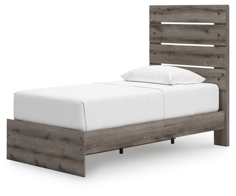 Graystorm Twin Panel Storage Bed, Dresser, Mirror, Chest and 2 Nightstands in Brown Gray - PKG021365