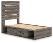 Graystorm Twin Panel Storage Bed, Dresser, Mirror, Chest and 2 Nightstands in Brown Gray - PKG021365