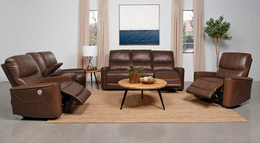 Greenfield 3-piece Power Reclining Sofa Set Saddle Brown - 610264P-S3