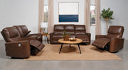 Greenfield Upholstered Power Reclining Sofa Saddle Brown - 610264P