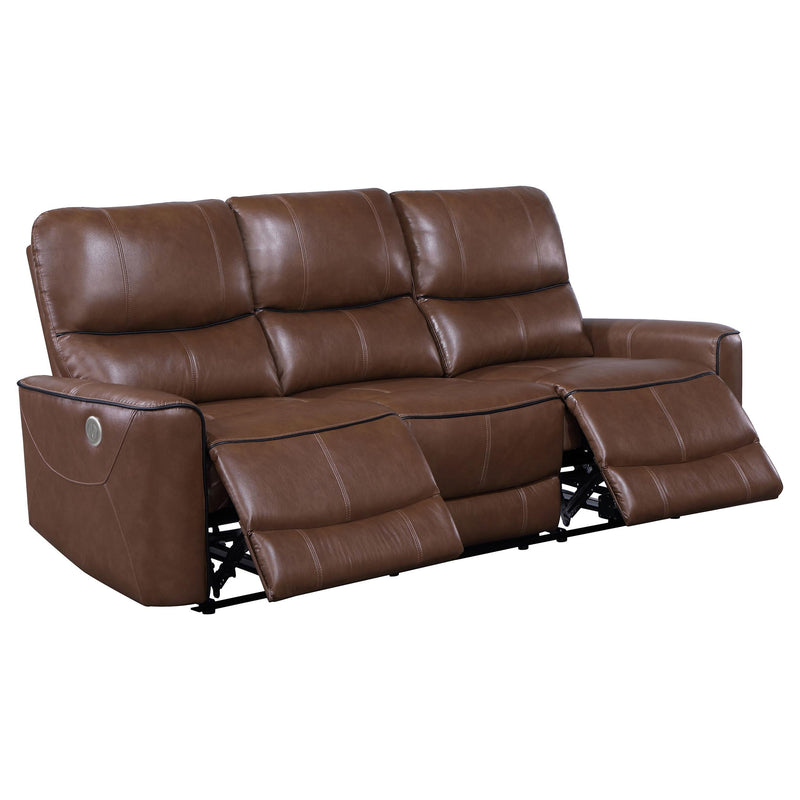 Greenfield Upholstered Power Reclining Sofa Saddle Brown - 610264P