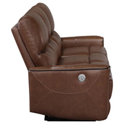 Greenfield Upholstered Power Reclining Sofa Saddle Brown - 610264P