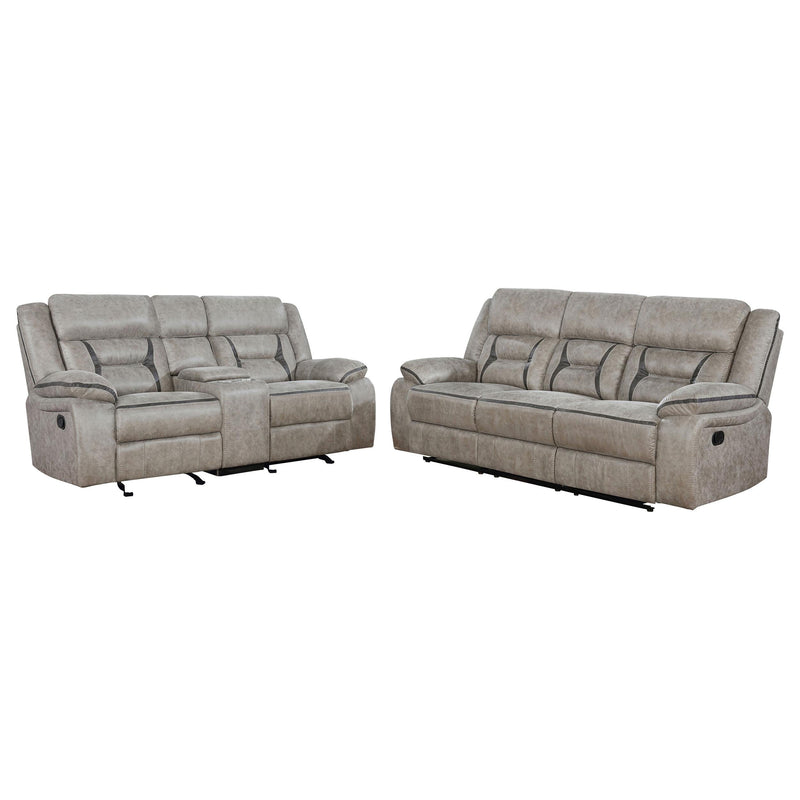 Greer 2-piece Upholstered Reclining Sofa Set Taupe - 651351-S2