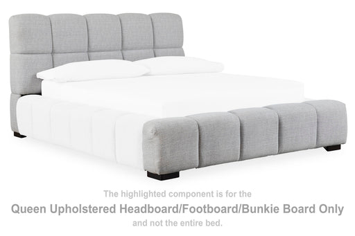 Grendusk Light Gray Queen Upholstered Headboard/Footboard/Bunkie Board - PCB584-81