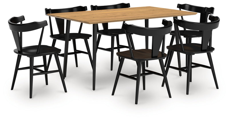 Gretlynn Dining Table and 6 Chairs in Black/Natural from Ashley - DMV Furniture
