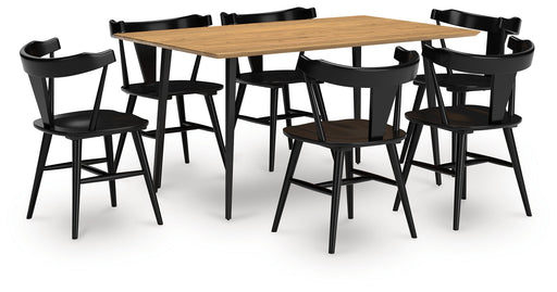 Gretlynn Dining Table and 6 Chairs in Black/Natural from Ashley - DMV Furniture