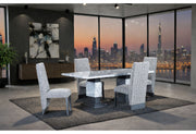 D1212 Dining Table + 8 D12dc White/Grey - D1212DT-GREY+D12DC-WHITE/GREY 9PC