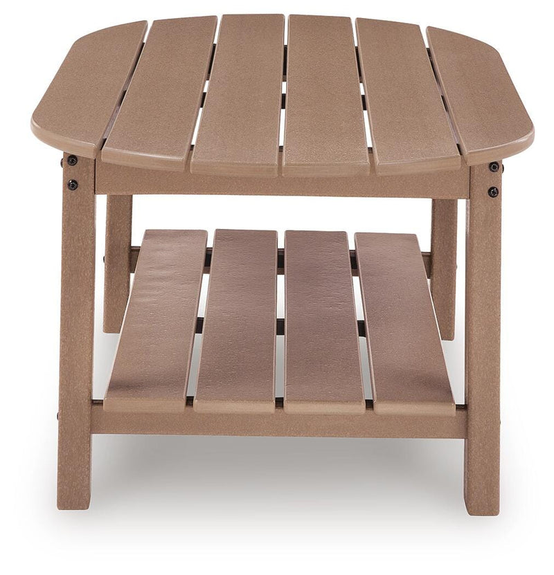Grover Beach Outdoor Sofa and Loveseat with Coffee Table in Driftwood - PKG024038