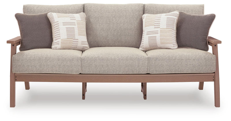 Grover Beach Outdoor Sofa and Loveseat with Coffee Table in Driftwood - PKG024038
