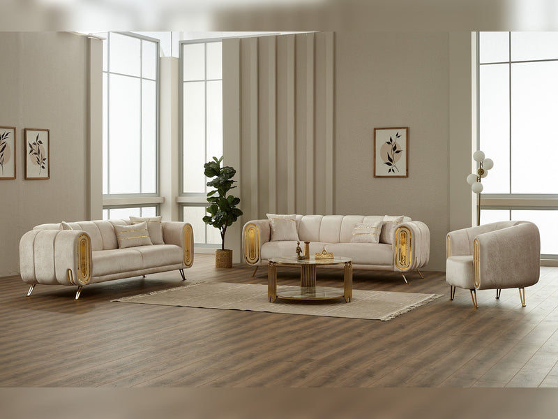 Gucci 3-pieces (Sofa & Loveseat & Chair) Livingroom Set in Cream - 200-SIM-GUC-STAR554-321
