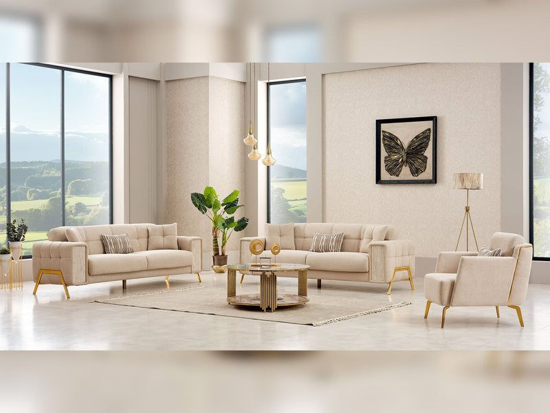 Guido  3-pieces (Sofa & Loveseat & Chair) Livingroom in Beige - 200-SIM-GUI-GIRNE03-321