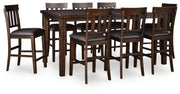 Haddigan Counter Height Extension Table and 8 Barstools - D596D12