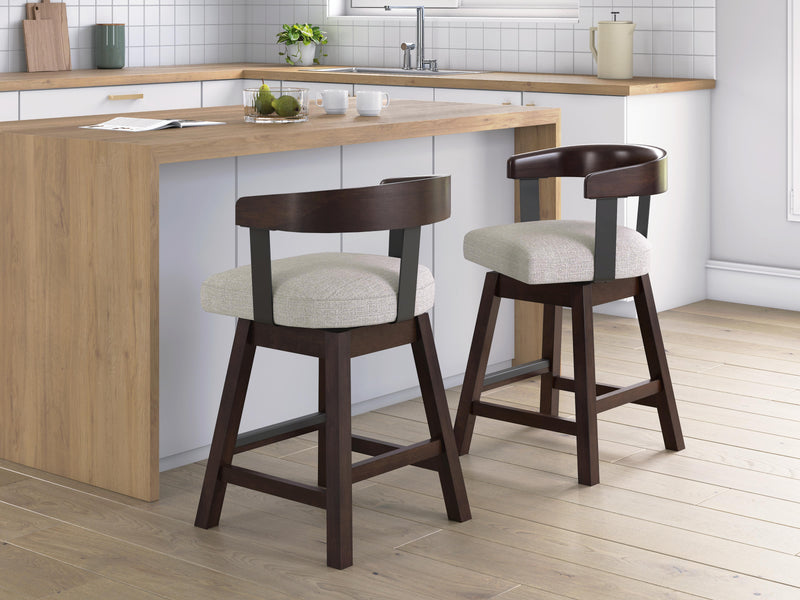 Haddigan Dark Brown Counter Height Barstool, Set of 2 - D596-224