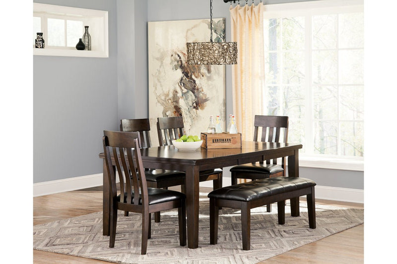 Haddigan Dark Brown Dining Table with 4 Chairs and Bench - DMV FurnitureDining Room Set