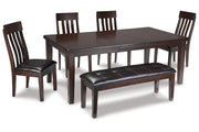 Haddigan Dark Brown Dining Table with 4 Chairs and Bench - DMV FurnitureDining Room Set