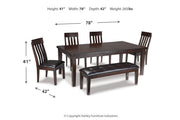Haddigan Dark Brown Dining Table with 4 Chairs and Bench - DMV FurnitureDining Room Set