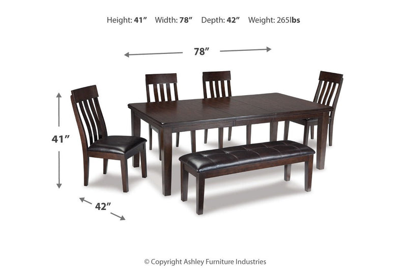 Haddigan Dark Brown Dining Table with 4 Chairs and Bench - DMV FurnitureDining Room Set