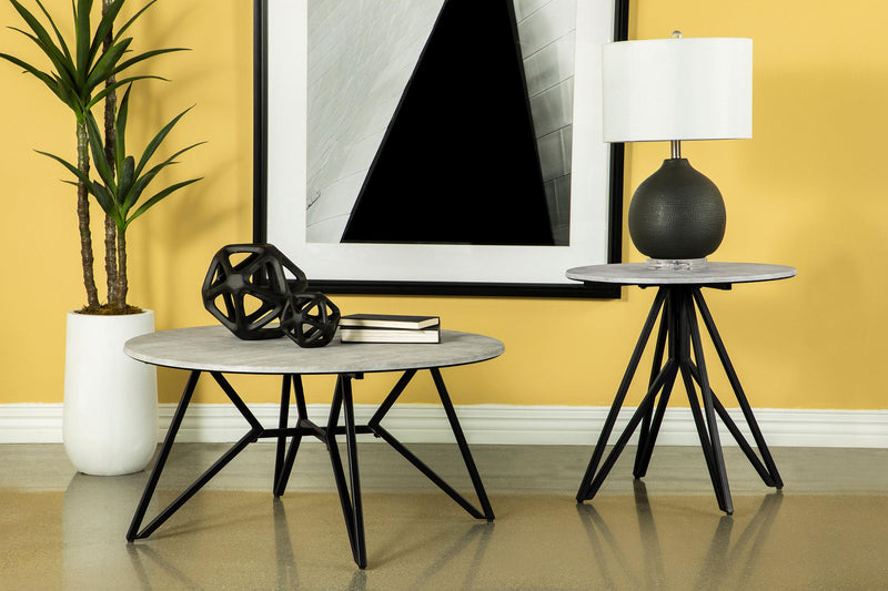 Hadi 2-piece Round SmartTop Coffee and End Table Set Cement - 736178-S2