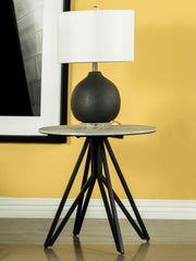 Hadi Round SmartTop Side End Table Cement and Gunmetal - 736177