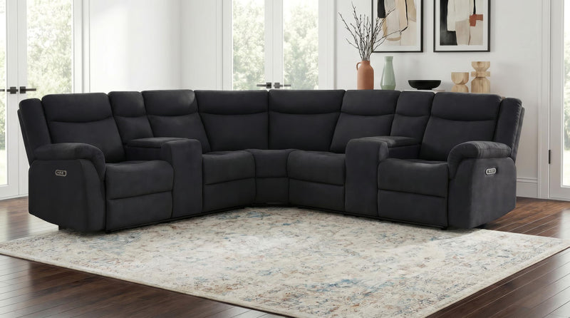 Hagen Upholstered Power Reclining Sectional Sofa Steel Grey - 600500P