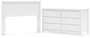 Hallityn Full Panel Headboard with Dresser in White - PKG018832