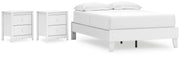 Hallityn Full Platform Bed with 2 Nightstands in White - PKG019025