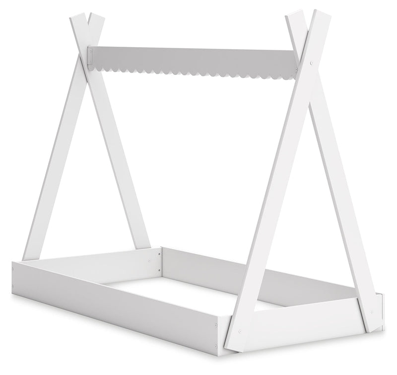 Hallityn Twin Tent Bed with Nightstand in White - PKG018964