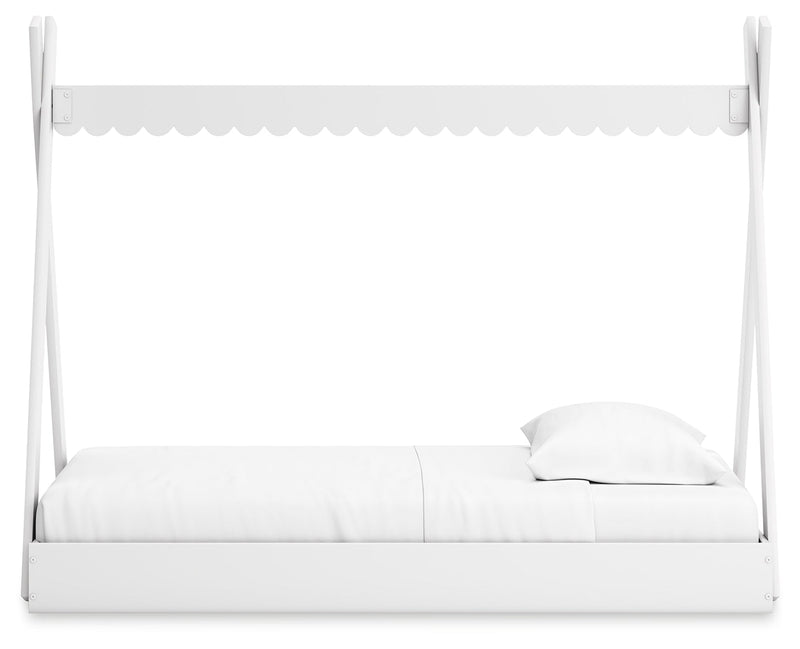 Hallityn Twin Tent Bed with Nightstand in White - PKG018964