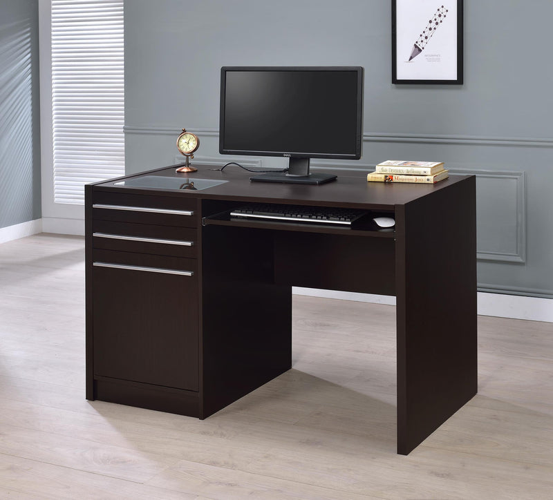 Halston 47-inch 2-drawer Office Desk with Cabinet Cappuccino - 800702